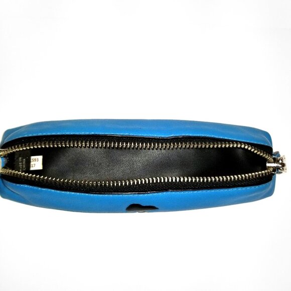 Coach X Peanuts Snoopy Leather Pencil Case 64417 Blue Black Silver Cosmetic Case - Picture 8 of 14